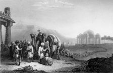 Scene in Katteawar. - Travellers & Escort 1845. Creator: Samuel Prout
