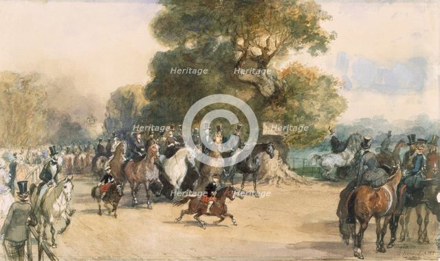 Scene in Hyde Park, c1850s. Creator: Eugene-Louis Lami (1800-90).