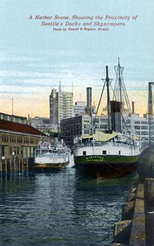 Scene in Seattle harbour, Washington, USA, 1911