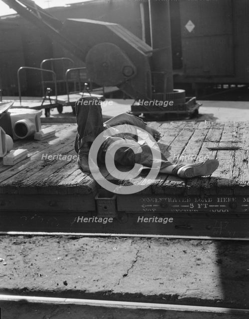 Scene in railroad yard, Sacramento, California, 1936. Creator: Dorothea Lange.