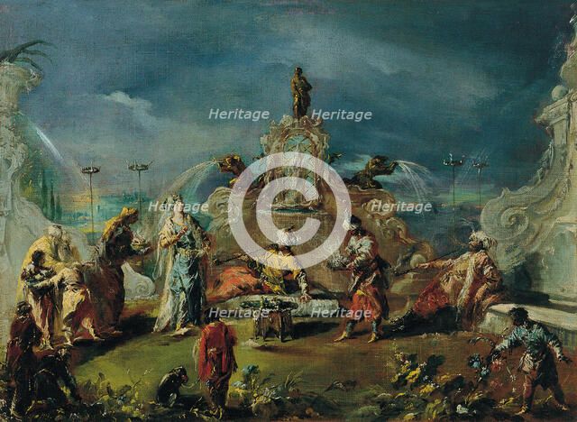 Scene in the Garden of a Serraglio. Artist: Guardi, Giovanni Antonio (1699-1760)