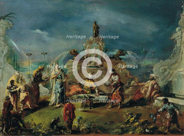 Scene in the Garden of a Serraglio, ca 1743. Artist: Guardi, Giovanni Antonio (1699-1760)
