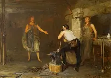 Scene in The Hal of the Wynd's Smithy (The Fair Maid of Perth), 1875. Creator: John Pettie