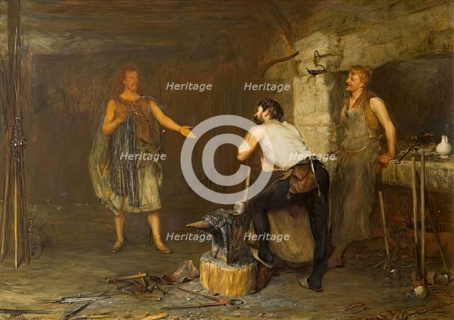 Scene in The Hal of the Wynd's Smithy (The Fair Maid of Perth), 1875. Creator: John Pettie.