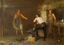 Scene in The Hal of the Wynd's Smithy (The Fair Maid of Perth), 1875. Creator: John Pettie