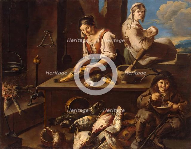Scene in the Kitchen, 1720. Creator: Giacomo Francesco Cipper.