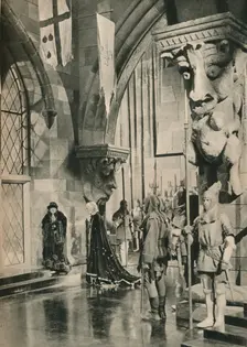 Scene in the Palace of Louis XI. From the film: The Beloved Rogue. Settings by William Cameron Me