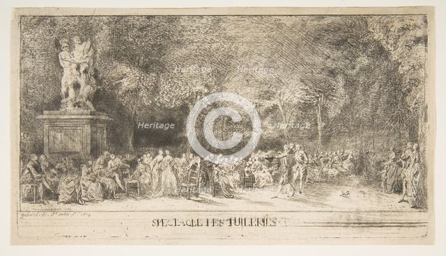 Scene in the Tuileries: The Chairs, 1760. Creator: Gabriel de Saint-Aubin.