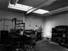 Scene in the workshops of Globe & Simpson auto electricians, Lincoln, Lincolnshire, 1961. Creator: Michael Walters