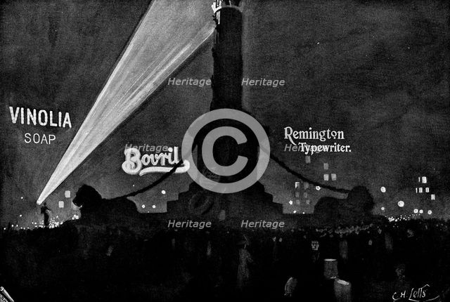 'Scene in Trafalgar Square on the night of Oct. 21', 1898.  Creator: S. H. B..