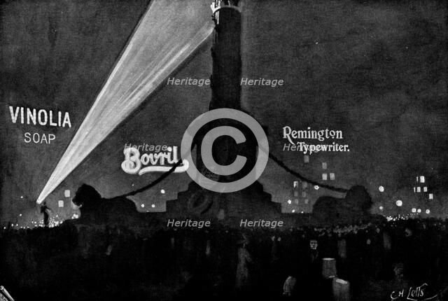 'Scene in Trafalgar Square on the night of Oct. 21', 1898.  Creator: S. H. B..