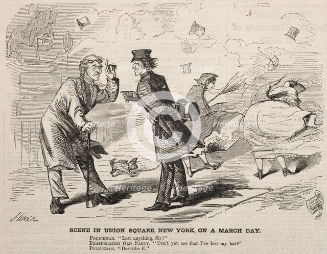 Scene in Union Square, New York, on a March Day, 1860. Creator: Winslow Homer (American, 1836-1910).