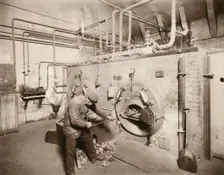 Scene inside the gasworks of Landskrona, Sweden, 1910. Creator: Unknown