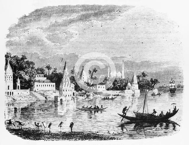 'Scene on the Banks of the Ganges', c1891. Creator: James Grant.