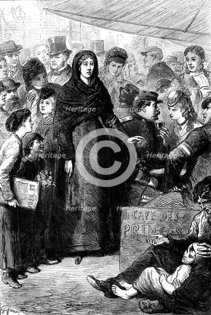 Scene on the Boulevard Montmartre, Paris: Une Folle, 1871. Creator: Unknown.