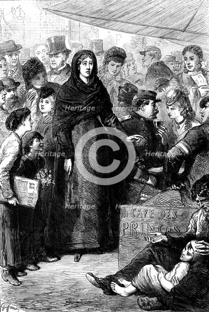Scene on the Boulevard Montmartre, Paris: Une Folle, 1871. Creator: Unknown.