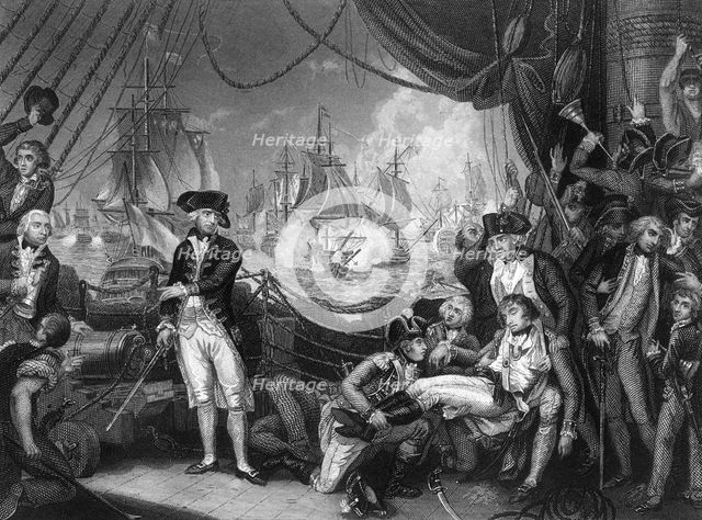 Scene on the deck of the 'Queen Charlotte', 1 June 1794 (c1857).Artist: J Rogers