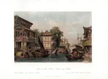 Scene on the Honan Canal, near Canton China, c1840.Artist: James B Allen