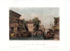 Scene on the Honan Canal, near Canton China, c1840.Artist: James B Allen
