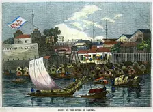 Scene on the river at Canton China, c1840