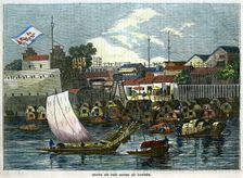 Scene on the river at Canton China, c1840