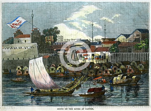 'Scene on the river at Canton', China, c1840. Artist: Unknown