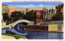 Scene on the San Antonio River, San Antonio, Texas, USA, 1940