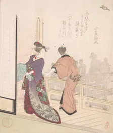 Scene on the Veranda of a Teahouse, 18th-19th century. Creator: Yanagawa Shigenobu