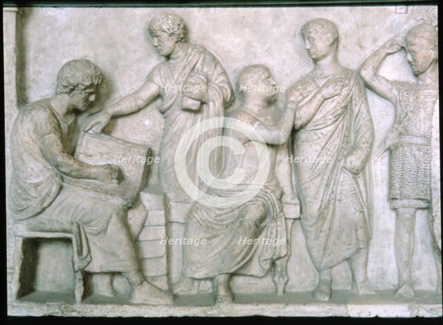 Scene of a census, relief on the altar of Domitius Aenobarbus.