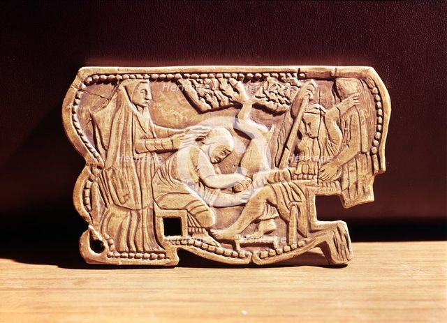 Scene of a childbirth, relief on ivory table.