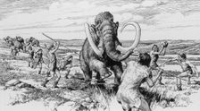 Scene of a mammoth being killed. Creator: Derek Lucas