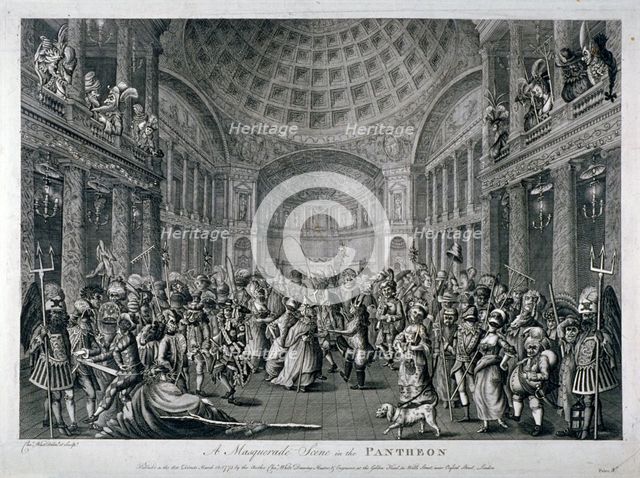 Scene of a masquerade at the Pantheon, Oxford Street, Westminster, London, 1773. Artist: Charles White