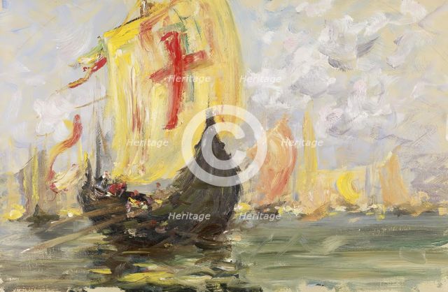 Scene of a Regatta, Venice, 19th century. Creator: Francis Hopkinson Smith.