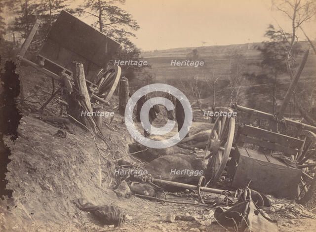 Scene of Battle, Fredericksburg, Virginia [Caissons Destroyed by Federal Shells], May 3, 1863. Creator: Andrew Joseph Russell.