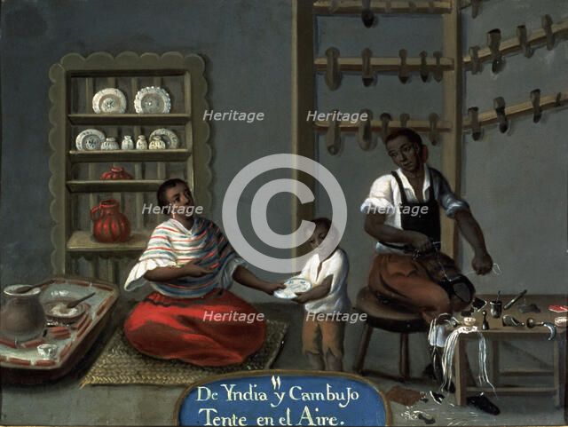 Scene of daily life of one of the tables from the collection 'Tables of miscegenation' No. 11 'De…