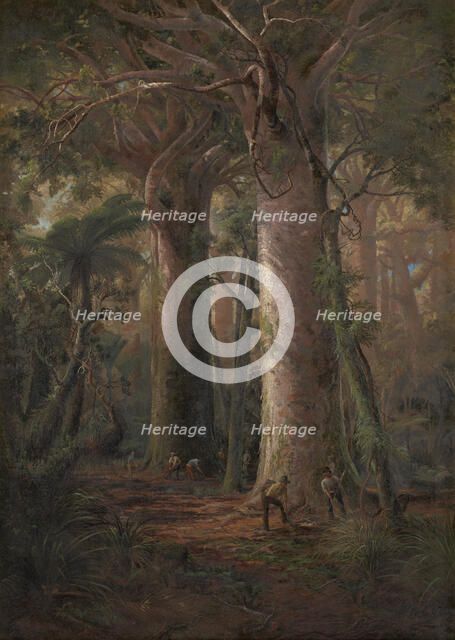 Scene of Kauri Bush, gumdiggers at work, 1892. Creator: Charles Blomfield.