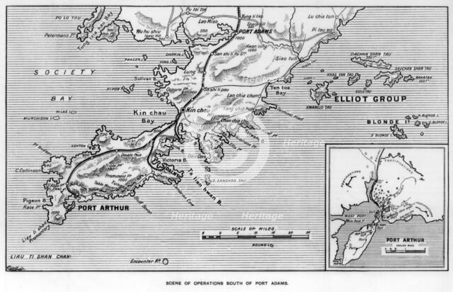 Scene of operations south of Port Adams, Manchuria, Russo-Japanese War, 1905. Artist: Unknown