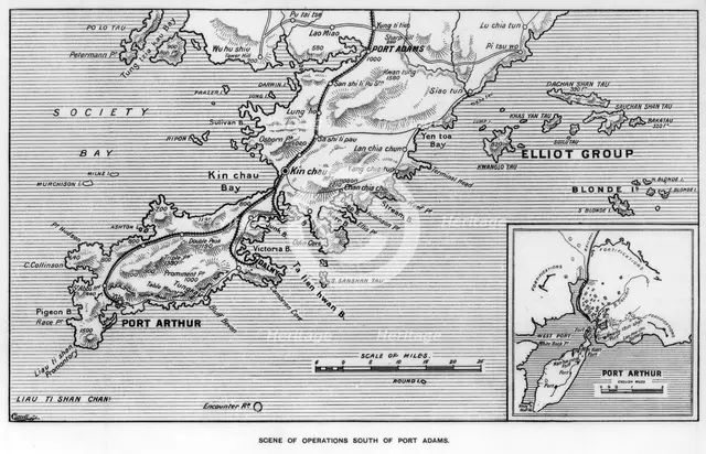 Scene of operations south of Port Adams, Manchuria, Russo-Japanese War, 1905. Artist: Unknown