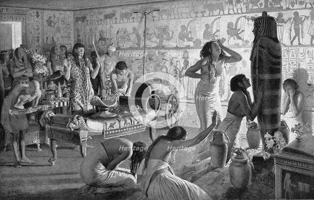 Scene of mourning at the funerary temple of Tutankhamun, Egypt, 1325 BC (1933-1934). Artist: Unknown