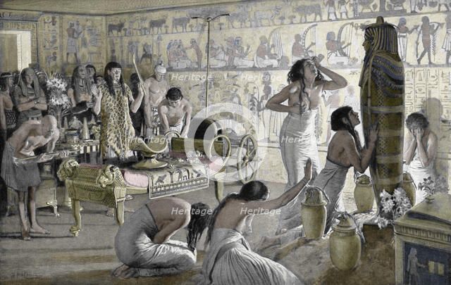 Scene of mourning at the funerary temple of Tutankhamun, Egypt, 1325 BC (1933-1934). Artist: Unknown