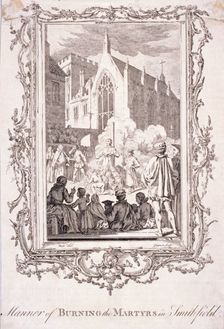 Scene of protestants being burnt at Smithfield, 16th century, (c1760). Artist: Charles Grignion