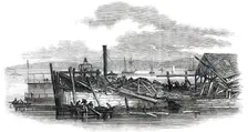 Scene of the Accident to the "Pacific" Steam-Ship, on Leaving New York, 1850. Creator: Unknown