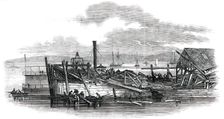Scene of the Accident to the "Pacific" Steam-Ship, on Leaving New York, 1850. Creator: Unknown