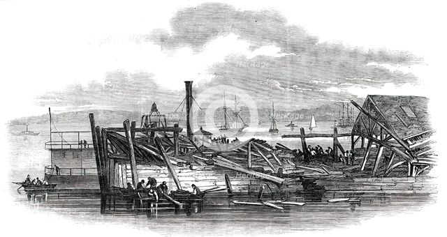 Scene of the Accident to the "Pacific" Steam-Ship, on Leaving New York, 1850. Creator: Unknown.