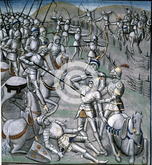 Scene of the Battle of Poitiers (732), with Carlos Martel winner of the Arabs. Miniature of the '…