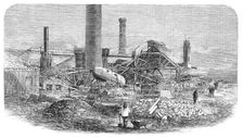 Scene of the boiler explosion at Millfield Ironworks, near Wolverhampton, 1862. Creator: Unknown