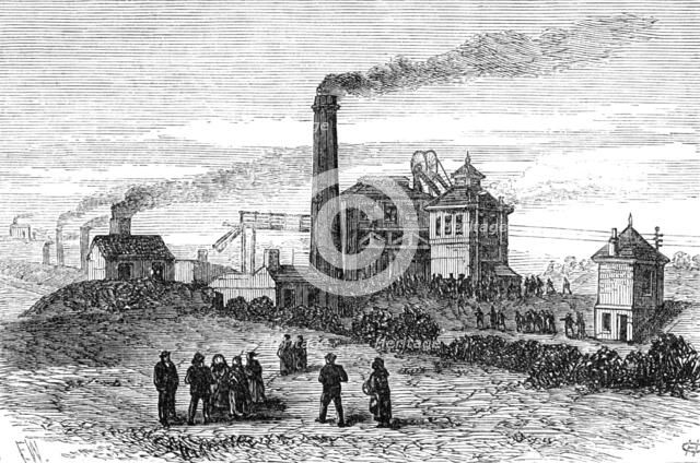 Scene of the Colliery Disaster at Barnsley, 1883. Creator: Unknown.