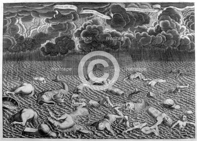 Scene of the Deluge, 1675. Artist: Athanasius Kircher