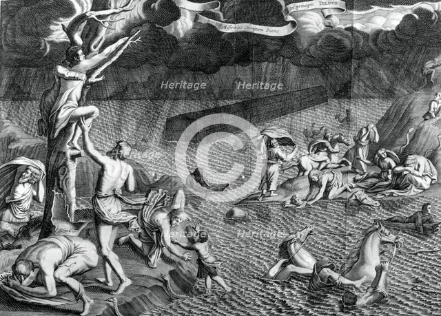 Scene of the Deluge, 1675. Artist: Athanasius Kircher