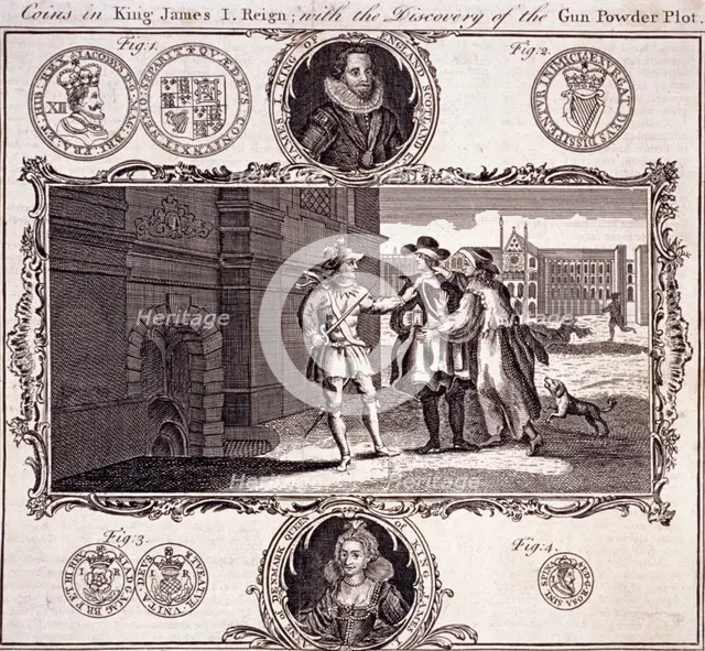 Scene of the discovery of the Gunpowder Plot, 1605, (c1780). Artist: Anon